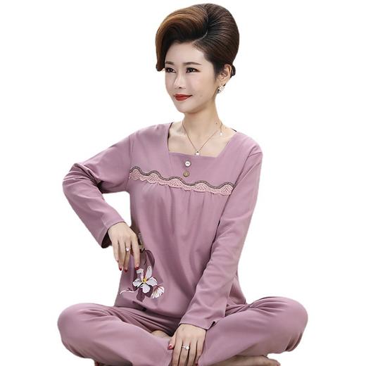 【两件套装！家居休闲可外穿】睡衣女中老年人大码家居服 春秋季薄款休闲可外穿 妈妈装两件套装-QQ 商品图4