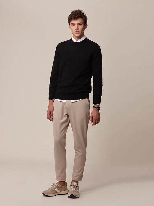 德鲨24秋冬新品纯色100羊毛圆领针织衫  时尚基础打底衫LR03233 商品图1