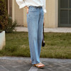 OLrain欧芮儿蓝色复古牛仔裤女秋季2024年新款休闲百搭直筒阔腿裤 商品缩略图2