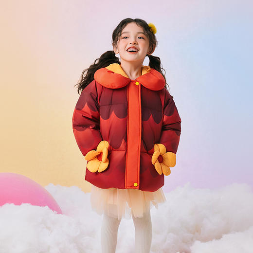 年衣童装儿童羽绒服女童冬装女孩中长款三防保暖甜美造型款外套（送蛇年抱枕）N1244346A15 商品图8