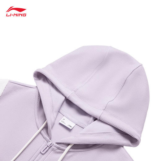 李宁卫衣女子撞色桃心章牌开衫连帽短款运动上衣AWDU602 商品图6