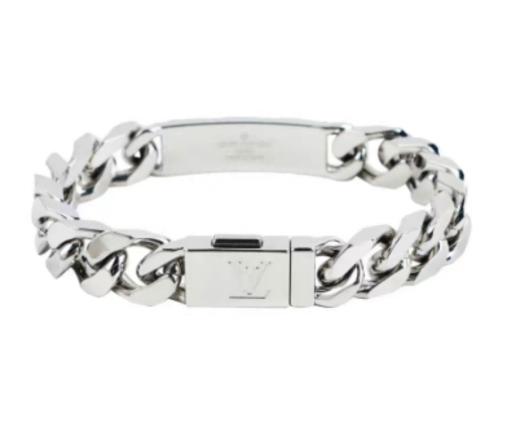 LOUIS VUITTON 花纹雕刻链式 镀钯 古巴链 男女同款情侣款 银色 商品图0