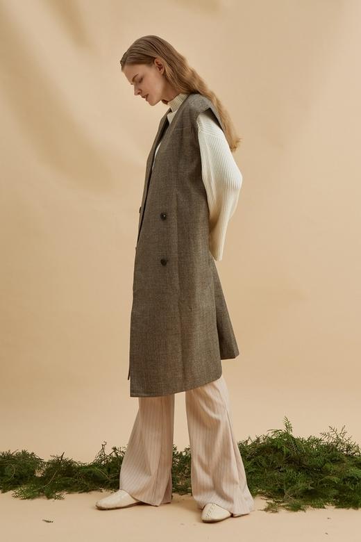 DAMO WANG/王大墨 驼色无领马甲 13954 商品图1