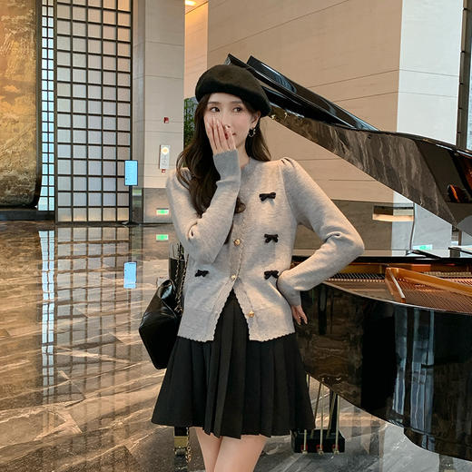 奢姿2024秋新款大码女装胖妹妹减龄针织开衫休闲百褶半裙穿搭套装 商品图4