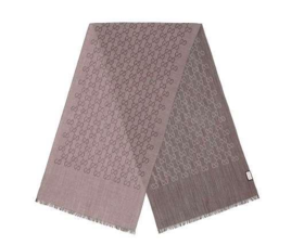 GUCCI古驰 双G双面织花 保暖 绒线围巾 女款 180*45cm 浅咖色