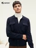 波顿秋冬季翻领工装风深蓝色男士开衫针织毛衣高端外套 商品缩略图2