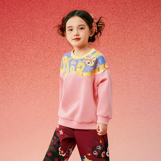 年衣蛇么都旺卫衣童装男女童卫衣秋冬儿童长袖t恤女童打底衫宝宝套头上衣加绒（送独占鳌头拼图） 商品图12