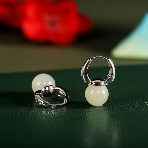 【轻音】S925银镶嵌天然和田玉几何耳饰【RP-eq01019】 商品图1