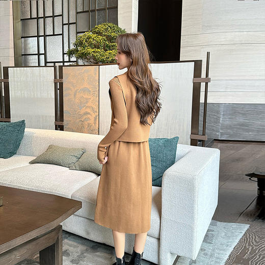 奢姿2025秋冬季新款大码女装马甲针织裙两件套胖妹妹气质名媛套装9844926855 商品图4