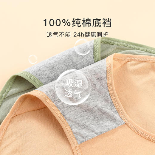 【加大码4条装】高腰轻收腹纯棉裆内裤女棉柔舒适全包臀不勒印花腰头内裤4条装 商品图4