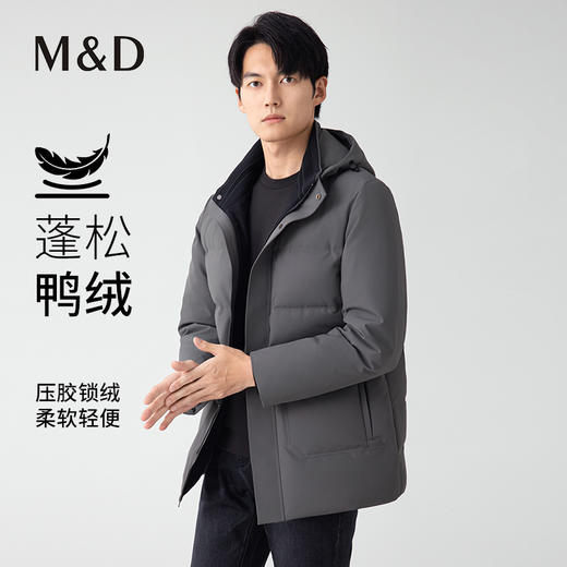 【名盾】立领连帽长款羽绒服，可拆卸帽，温暖舒适不跑绒M0DL25672B 商品图0