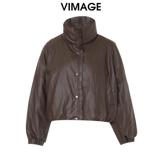 VIMAGE纬漫纪帅气立领时尚复古鹅绒保暖皮羽绒外套冬季新款VD2411309 商品图12
