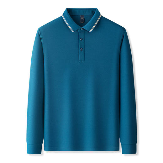 【7A抗菌】罗蒙春秋男装长袖POLO衫男士撞色领商务休闲打底长袖翻领男T恤 商品图6