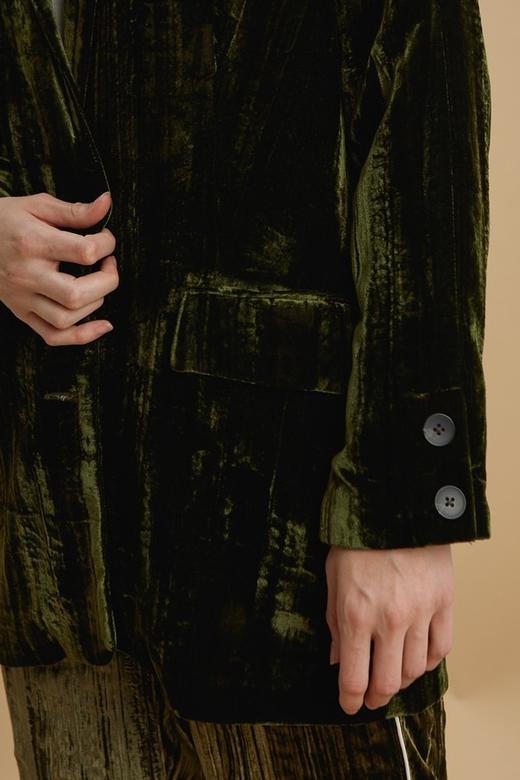 DAMO WANG/王大墨 墨绿色丝绒西装外套 13968 商品图3