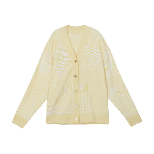 谜底针织开衫女2024冬季新品极简风V领中长款毛衣外头244MZ1875 商品图4