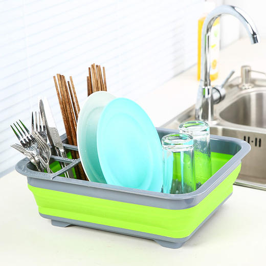 【内购专享】左家右厨 折叠碗碟架沥水篮一件装 商品图0