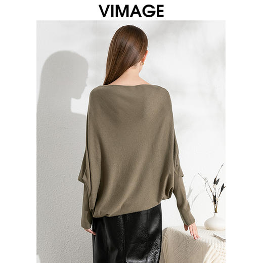 VIMAGE纬漫纪秋季新款落肩圆领慵懒时尚毛衣针织衫VC2401306 商品图9