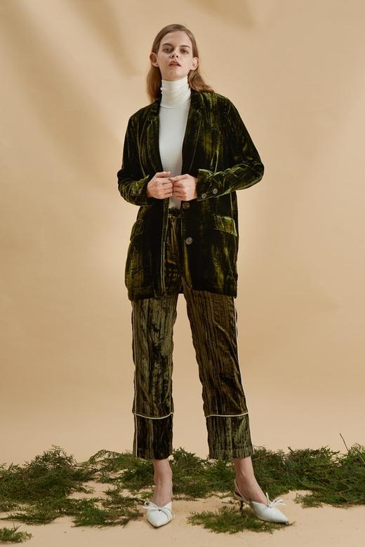 DAMO WANG/王大墨 墨绿色丝绒西装外套 13968 商品图4