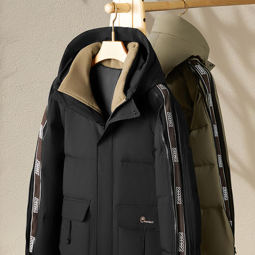 【特大码】【新款DX】大依优型大码连帽羽绒服90白鸭绒中长款保暖加厚加肥加大上衣男士外套胖子 商品图1