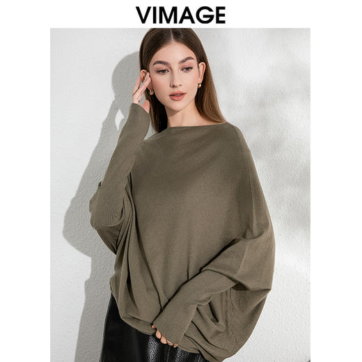 VIMAGE纬漫纪秋季新款落肩圆领慵懒时尚毛衣针织衫VC2401306 商品图6