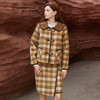 Famecoco冬季格子羊毛毛呢套装裙两件套女FAB8EA022 商品缩略图1