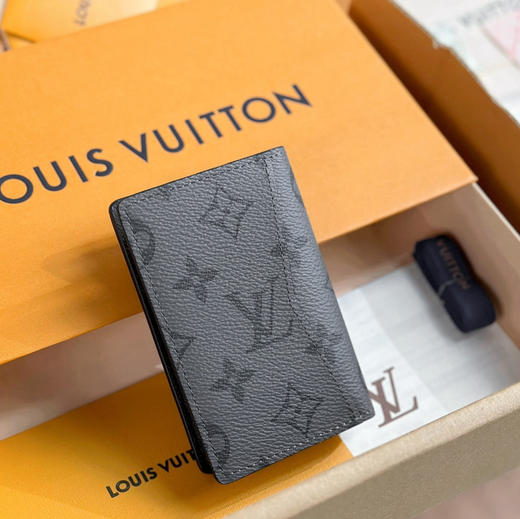 LouIs VUITTON 标志印花短款双折 涂层帆布 钱包 男款 黑色（CB） 商品图1
