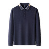 【羊毛蚕丝混纺 磨毛保暖】罗蒙秋冬男装长袖POLO衫双面磨毛撞色领翻领长袖t恤 商品缩略图5