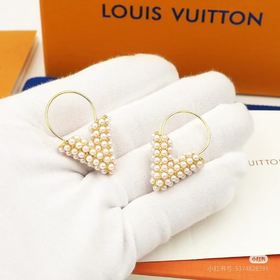 LOUIS VUITTON V字标识珍珠耳环 金色