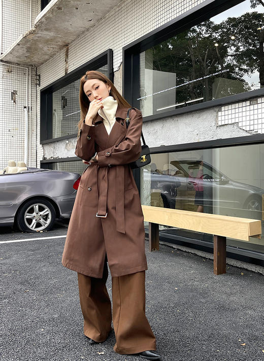 反领假两件撞色长风衣 9521010074 商品图5