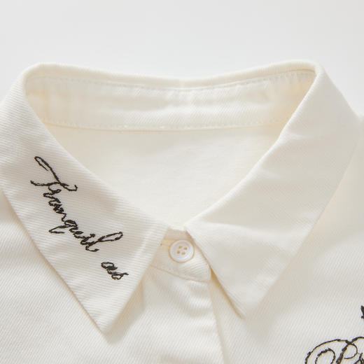 谜底大廓形衬衫女2024冬季新品休闲落肩袖字母刺绣衬衣244MC1691 商品图3