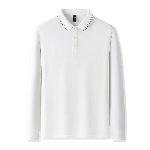 【羊毛蚕丝混纺 磨毛保暖】罗蒙秋冬男装长袖POLO衫男士商务休闲撞色领长袖polo衫男t恤 商品图7