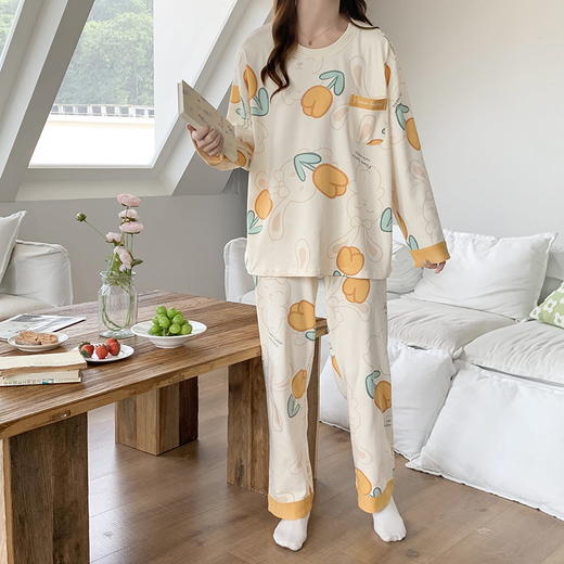 自然醒秘语牛奶丝睡衣女春秋款长袖秋冬季套头可爱卡通家居服套装QH 商品图7