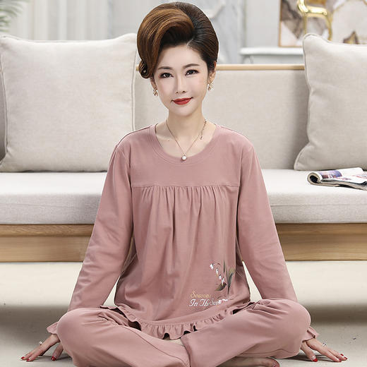 【两件套装！家居休闲可外穿】睡衣女中老年人大码家居服 春秋季薄款休闲可外穿 妈妈装两件套装-QQ 商品图13