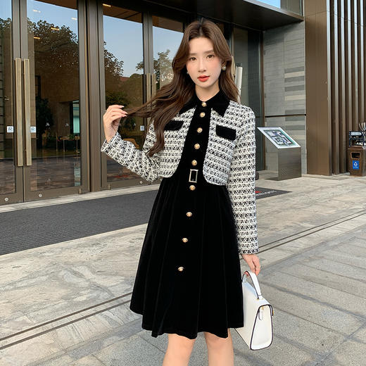 奢姿2025秋冬季新款大码女装气质拼接裙子胖妹妹法式假两件连衣裙9944855177 商品图1