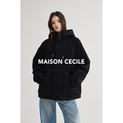 MAISON CECILE白色/黑色90白鹅绒带帽拉链羽绒服 商品图2