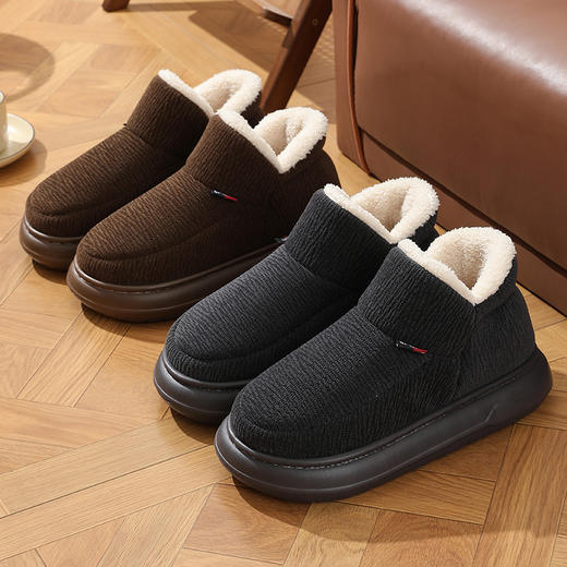 【中老年人高帮棉鞋】冬季厚底加绒加厚全包跟棉鞋 纯色耐脏老人老棉鞋 商品图2