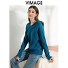 VIMAGE纬漫纪慵懒感V领百搭显瘦连帽针织衫秋季新款VC2401304 商品缩略图1