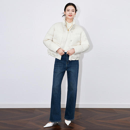 【高货wl】全新升级【铂金会员496/天猫669/差价173】(11728) 洛诗琳秋冬高级感时尚风立领提花舒适蓬松保暖鸭绒羽绒服 商品图0