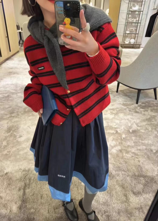 miu家敲好看的红色条纹羊毛毛衣开衫！ 商品图6