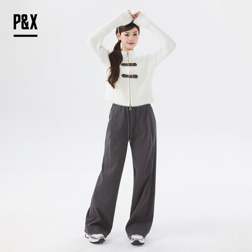 P&X设计师女装时髦修身短款毛衣824418152 白色 商品图1