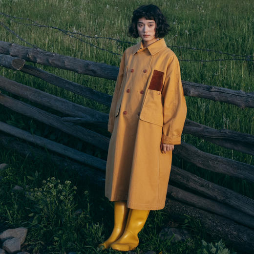 谜底大廓形A型长风衣女2024冬季新品简洁利落大口袋外套244ME1675 商品图2