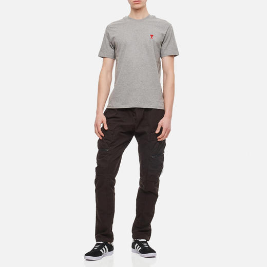 AMI 男士徽标刺绣棉质圆领短袖T恤 灰色 BFUTS001 724 055 商品图3