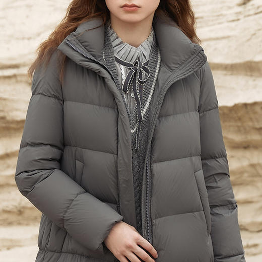 Famecoco范可儿加厚立领绗缝长款羽绒服女FAB8AH024 商品图4