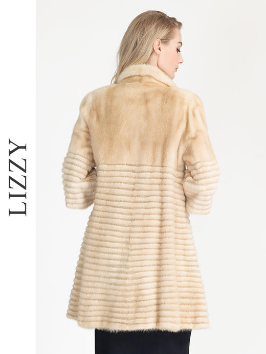 LIZZY优雅丹麦进口母貂水貂裘皮双排扣饰水钻扣大衣外套秋冬女4655 商品图3