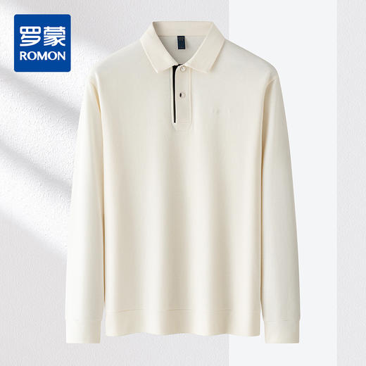 【7A抗菌 棉混纺】罗蒙春秋男装长袖POLO衫男士休闲百搭舒适星空格polo衫男长袖t恤 商品图3