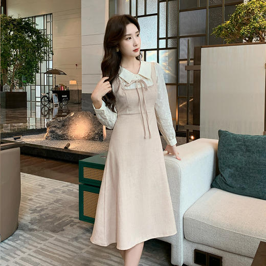奢姿大码女装2025春季气质POLO领连衣裙胖妹妹小香风时尚拼接裙子9943855208 商品图1