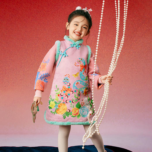 年衣童装儿童连衣裙2025新款女童背心裙秋冬季中式新年拜年服 商品图2