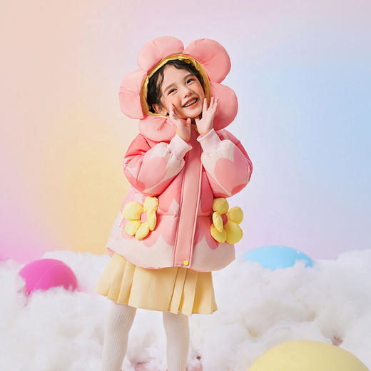 年衣童装儿童羽绒服女童冬装女孩中长款三防保暖甜美造型款外套（送蛇年抱枕）N1244346A15 商品图5