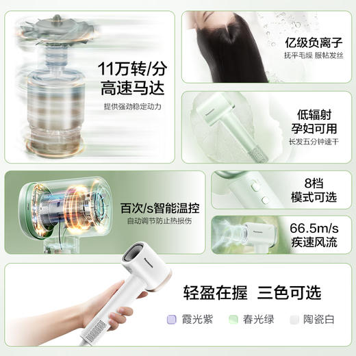 松下（Panasonic）家用高速电吹风机大功率速干负离子低噪便携温控护发吹风筒EH-NE6L小森林陶瓷白 100104316076 商品图2