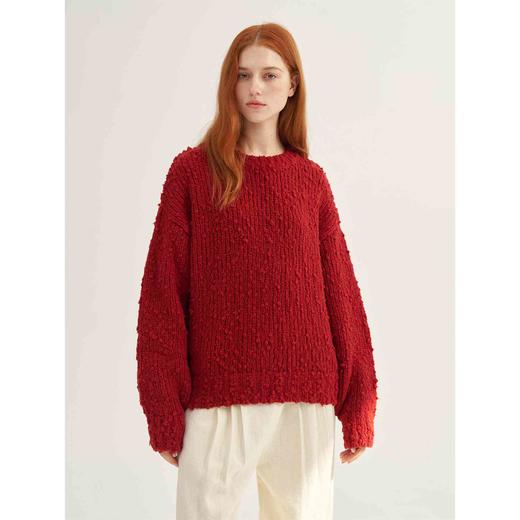 MAISON CECILE奶白/红经典款高克重羊毛点点针织毛衣 商品图0